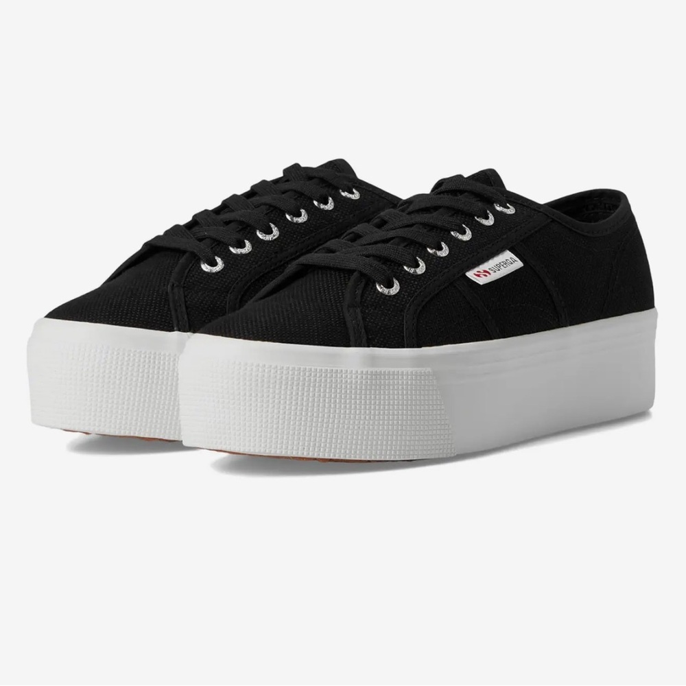 Superga Black and White Platform Sneakers